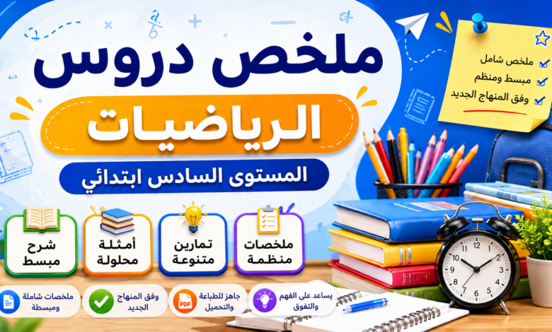 ملخص دروس الرياضيات – المستوى السادس ابتدائي