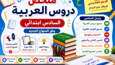 ملخص دروس اللغة العربية – المستوى السادس ابتدائي (PDF)